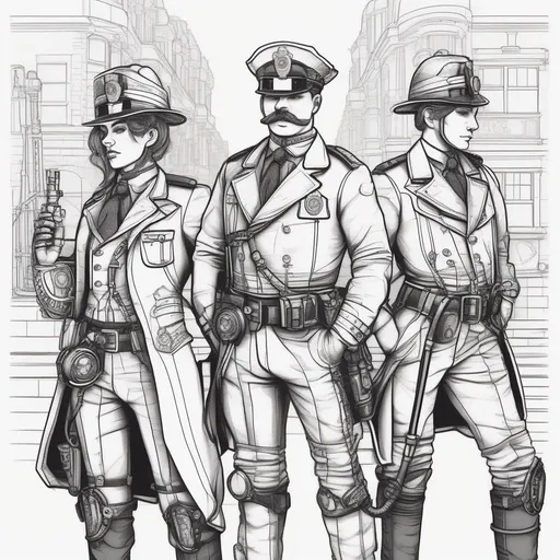 Prompt: steampunk british police lineart,👾 🤖