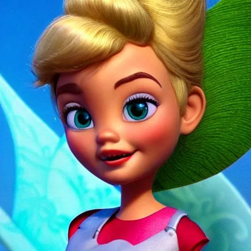 Prompt: Disney Pixar style Tinker Bell, highly detailed, big eyes, beautiful