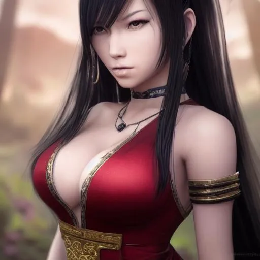 Prompt: A full body photograph of  asian women that looks like Tifa from final fantasy with long black hair with blonde streaks in the hair and wearing a Chinese dress, portrait, fantasy, medieval, vivid colors, elegant, concept art, sharp focus, beautiful face, digital art, Hyper-realistic, 4K, Unreal Engine, Highly Detailed, HD, Dramatic Lighting by Brom, trending on Artstation