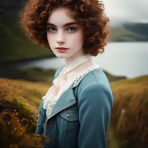 Prompt: Black hair young men with blue eyes, pale skin,18 age, hugging a little girl, red curly hair,clothes from 18th century, scotland landscape ,analog filter, perfect composition, hyperrealistic, super detailed, 8k, high quality, trending art, trending on artstation, sharp focus, intricate details, highly detailed