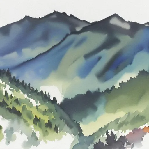 Prompt: Kaingin on a mountain side in watercolor