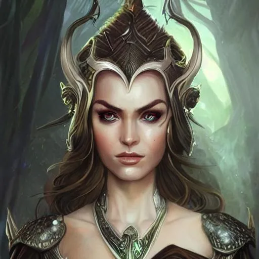 Prompt: elven queen, Head and dhoulders , beautiful eyes character portrait by magali villeneuve, fantasy, dungeons & dragons, beautiful, artstation contest winner, extreem detailed, crisp qualitait
