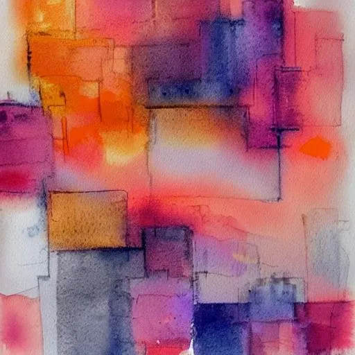 Prompt: orange and pink abstract art, watercolor, by Clyde Benson