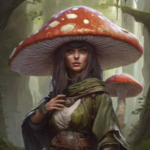 Prompt: Dungeons and Dragons Mushroom Female Humanoid Fantasy Realism