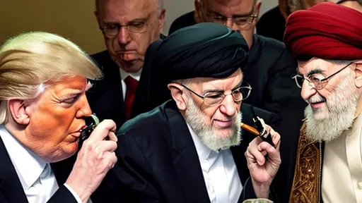 Prompt: Trump and Khamenei smoking cigars