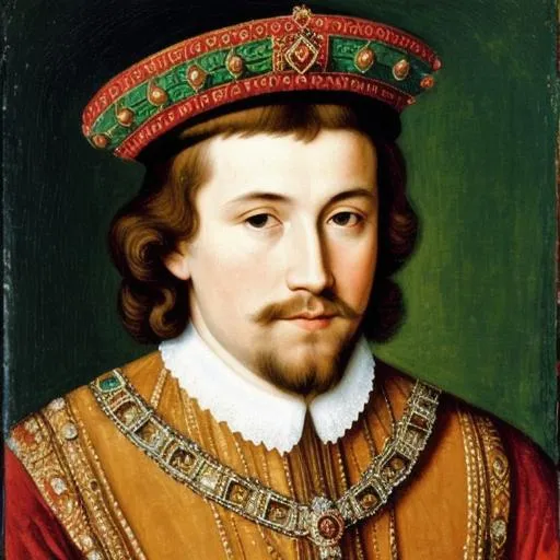 Prompt: portrait of a 16th-century Russian light-haired king