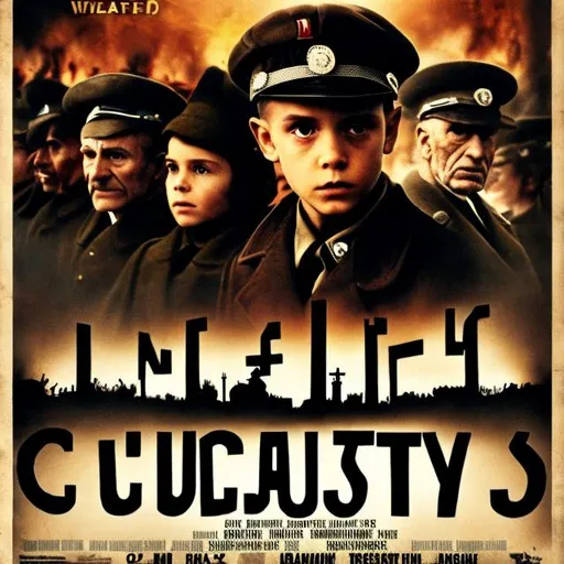 Prompt: A poster of a live action movie about the Holocaust named "Caust"  