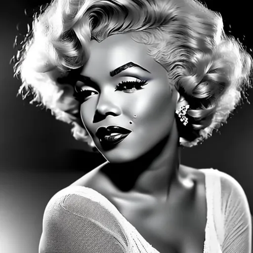 Prompt: Create a photo of a African-American Marilyn Monroe realistic
