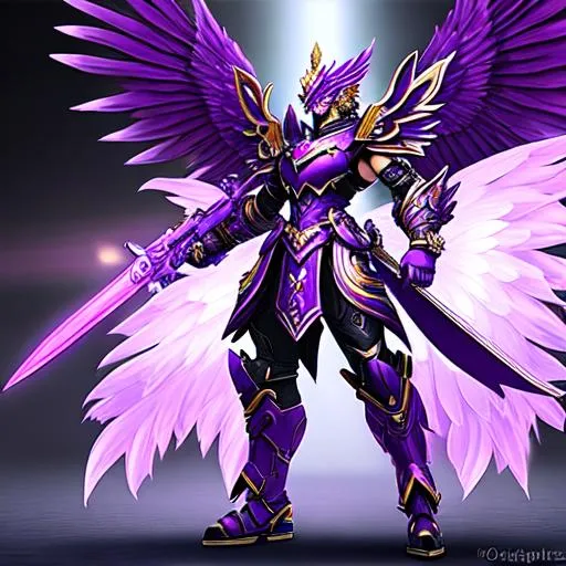Prompt: purple garuda warrior