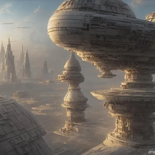 Prompt: cloud city, bespin,  hyperrealistic, super detailed, intricate details, highly detailed, sunset, brutalist by Greg Rutkowski
