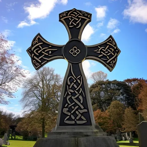 Prompt: Celtic cross memorial