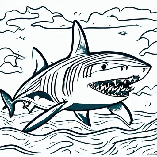 Prompt: shark, ocean, lineart, simple, doodle