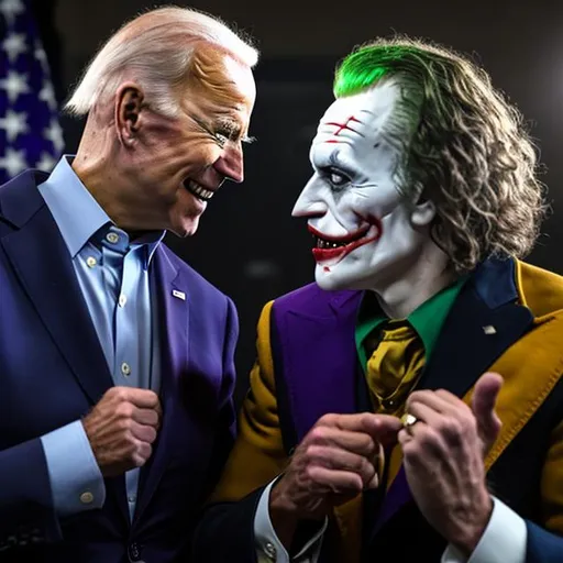 Prompt: Joe Biden and the joker