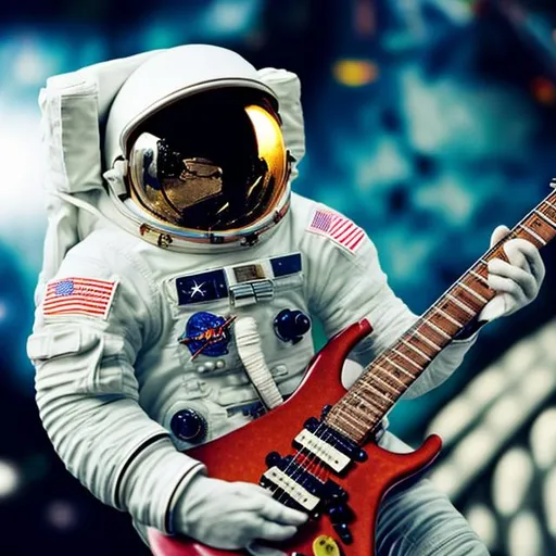 Prompt: Astronaut playing an electric guitar
