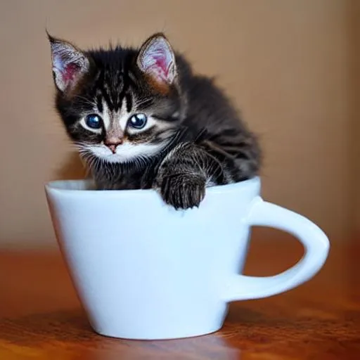 Prompt: kitten in mug
