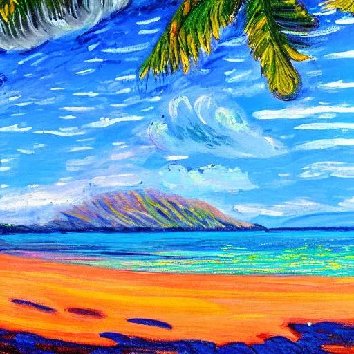 Prompt: Relaxing zen painting of beautiful Hawaii beach Monet style