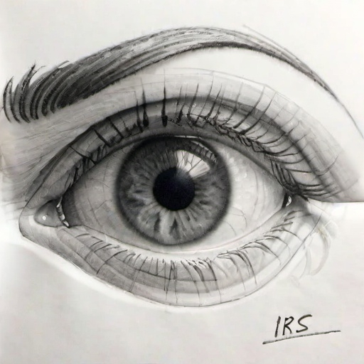 A rough pencil sketch of the iris of an eye human.