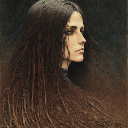 Prompt: evil monstrosity, dark, entrails, gritty, realistic painting, detailed, dark color pallet, by carlos schwabe