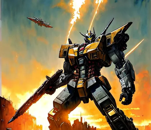 Prompt: Transformers G1 movie poster art (((Yoji Shinkawa))), sticker of ultra detailed portrait of Grimlock, full body, high quality cell shaded illustration in post apocalyptic style by Yoji Shinkawa, ((full body)), dynamic pose, perfect anatomy, centered, freedom, soul, approach to perfection, cell shading, 4k , cinematic dramatic atmosphere, watercolor painting, global illumination, detailed and intricate environment, artstation, concept art, fluid and sharp focus, volumetric lighting, cinematic lighting, Art by Yoji Shinkawa,
