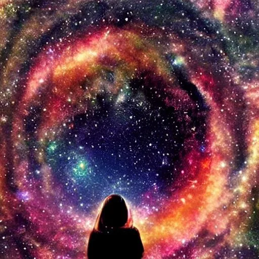 Prompt:  old soul Freedom Beautiful galaxy sky Swirls Peaceful Heavens Sky
Pensive
Tired woman
Looking to heaven
Her soul
Happy 