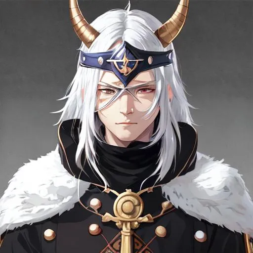 Prompt: Male wizard with horn from ragnarok online draws on canvas || cute-fine-face, eye mask, black silver , pretty face, realistic shaded Perfect face, fine details. Anime. realistic shaded lighting poster by Ilya Kuvshinov katsuhiro otomo ghost-in-the-shell, magali villeneuve, artgerm, Jeremy Lipkin and Michael Garmash and Rob Rey