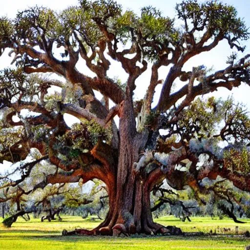 Prompt: a combination of the dragon blood tree and the live oak tree