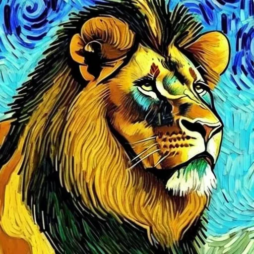 Prompt: A Male Lion painted in the style of Vincent Van Gogh


