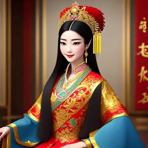 Prompt: Animated portrait of Chinese princess