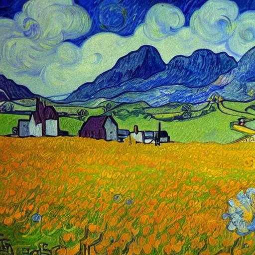 Beautiful Romanian welsh painting . Van gough style... | OpenArt