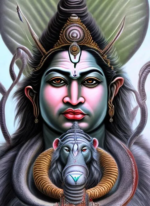 Prompt: hyper realistic lord shiva in kailasa 
