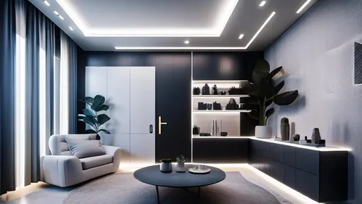 Prompt: modern futuristic Apartment interior Design with liminal space. cinematic lighting, soft color palette, after effects, lightroom, hyperrealistic, futuristic Elements, mediterrane. Architectural magazin picture. Cinematic. futuristic Style.