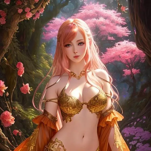 Prompt: Chiaroscuro, full-body painting of a beautiful pale-skinned night elf girl ((((barely clothed)))), style of Fragonard and Yoshitaka Amano (mahogany red hair with flowers, messy), ropes, ((forest background)), bioluminescent, (wearing intricate revealing clothes) silver gothic armor with golden filigree details and ornamental pauldrons, vines, delicate, soft, fireflies, spiders, spider webs, webs, silk, threads, ethereal, luminous, glowing, dark contrast, celestial, ribbons, trails of light, 3D lighting, soft light, vaporware, volumetric lighting, occlusion, Unreal Engine 5 128K UHD Octane, fractal, pi, fBm, mandelbrot