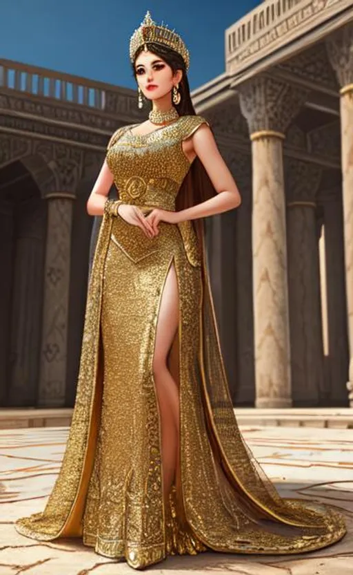 Prompt: Full body, Achaemenid Queen, Persian castle, extremely, detailed environment, detailed background, intricate, detailed skin, natural colors , professionally color graded, photorealism, 8k, moody lighting.