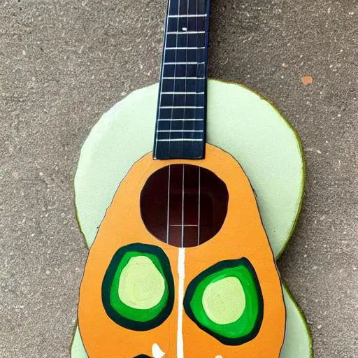 Prompt: avocado ukulele painted by matisse