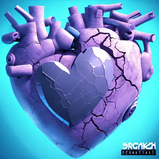 Prompt: cracked heart, futuristic, hq, album cover