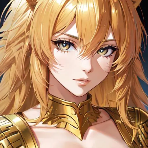 Prompt: Leo  The Lion zodiac as a 
female human, 8k, UHD,  highly detailed, close up