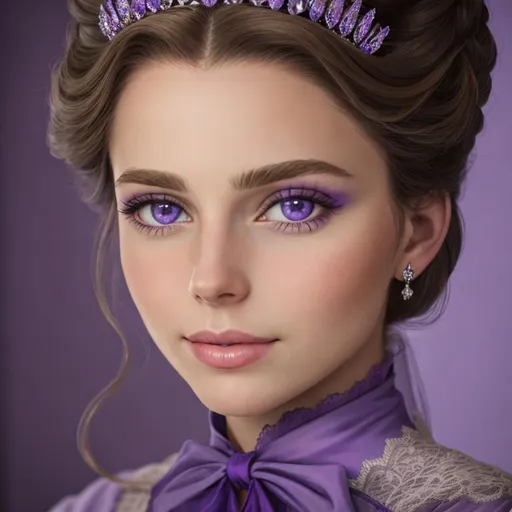 Prompt: European princess wearing purple, facial closeup