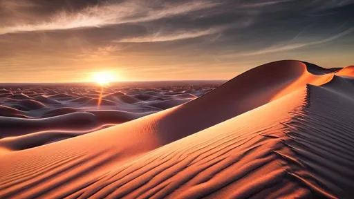 Prompt: Photo, hyper realistic, masterpiece, rare, depth of field, sunset on desert dunes