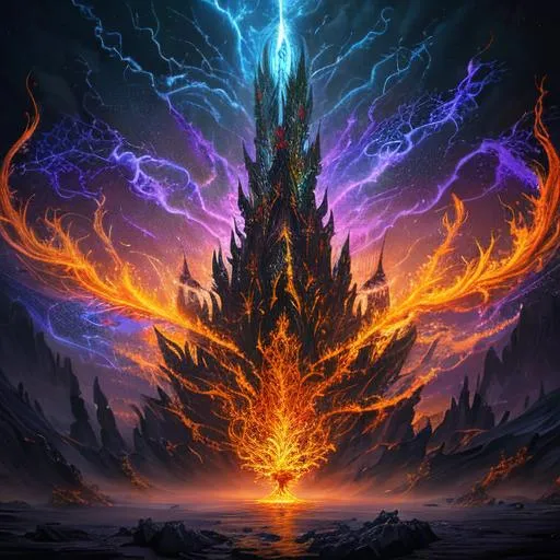 Prompt: Inimage, Splash art, create a fantasy scene with artstation, splash style of dark fractal paint, contour, hyperdetailed intricately detailed, unreal engine, fantastical, intricate detail, splash screen, complementary colors, fantasy concept art, Full Body, Nordic Glitter Gold Godess engulfed in flames and lightning, 8k resolution, deviantart masterpiece, oil painting, heavy strokes, paint dripping, splash arts, ultra details, brown hair, dress, VERY BEAUTIFUL FACE