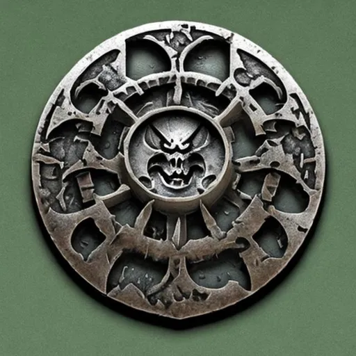 Prompt: warhammer Necron coin, surprise me