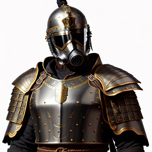 Heroic knight damaged golden plate armor rendered in