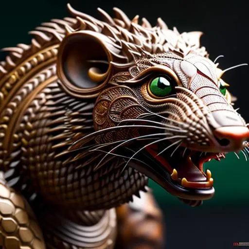 Prompt: Insanely Detailed Mongoose Japanese Mon, On a black Sash, Brown and Dark Green Colors, Intricately Detailed, Hyperdetailed, Legend of the Five Rings, Hyperrealistic, 4K, 8K resolution, 3D shading, beautiful, Asian Aesthetic, L5R, Anciant Japanese