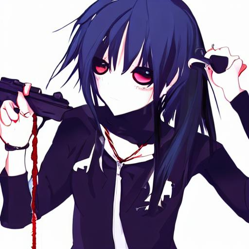 evil depressed apathetic anime girl holding a danger... | OpenArt