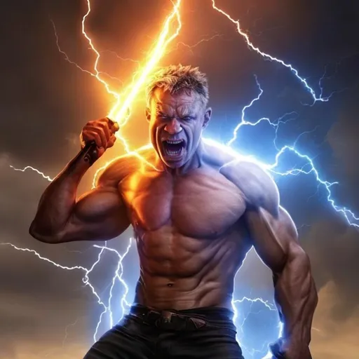 Prompt: Angry God with lighting bolt weapon in hand ultra realistic 