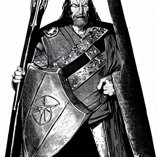 General Martok the Half-orc cleric with a shield in... | OpenArt