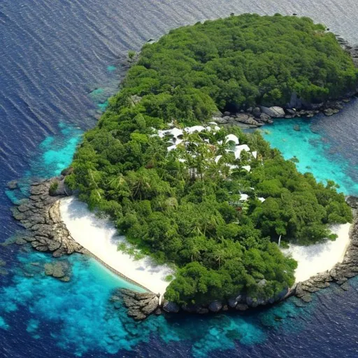 Prompt: a white and green and gold island .