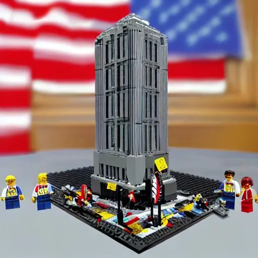 Prompt: 9/11 memorial lego set