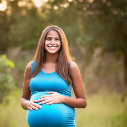 Prompt: pregnant smiling teenage girl  