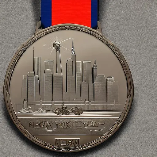 Prompt: A design for sport medal for the New York Marathon without text. 