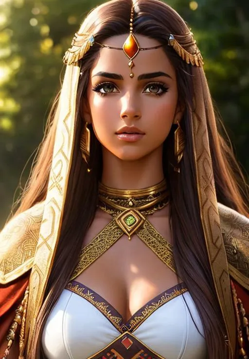 Prompt: an attractive Naomi Scott from Shining Force, toned warrior wearing tribal cueitl dress, determined, fierce, hero, dirty, cloak, dramatic in a field with ultra realistic Brown hair and Ultra realistic eyes, realistic tan complexion , beautiful body, muscular body, fantasy character portrait, ultra realistic, concept art, intricate details, studio lighting, symmetrical, ideal human, ultra details, super detailed, 64k, detailed body, full body, looking into the camera smooth, sharp, focus; illustration, golden ratio. By Ilya Kuvshinov 
